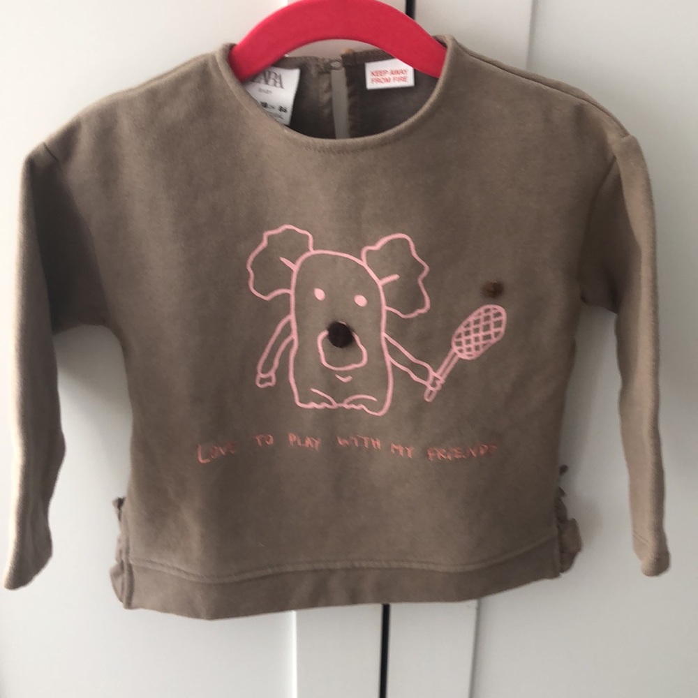NWOT ZARA Love to play with my friends sweatshirt. Soft & Stylish. Cute details